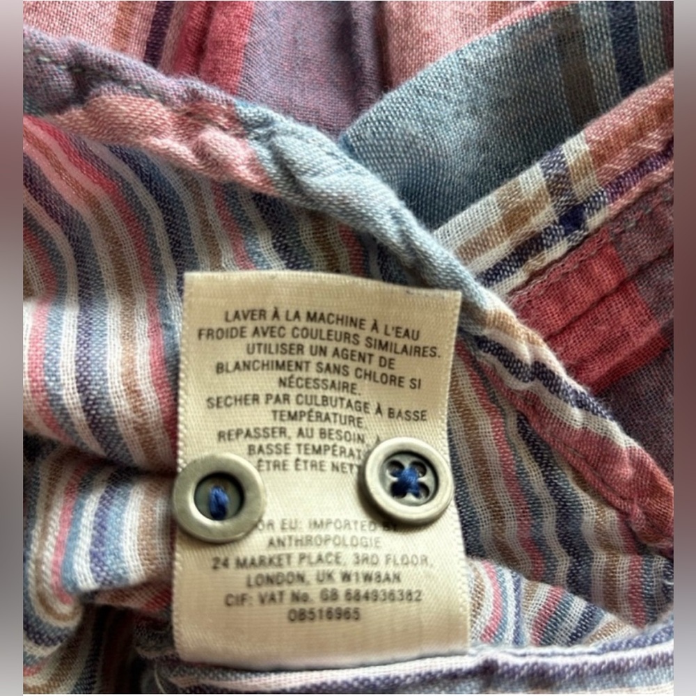 Anthropologie Holding Horses High Low Pink Blue Plaid Tunic Top Western Size 4 - Picture 10 of 16